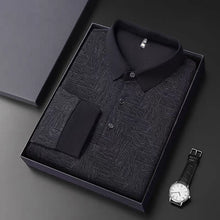 Load image into Gallery viewer, Midnight Herringbone Luxe Polo T-Shirt