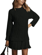 Load image into Gallery viewer, Women Crewneck Cable Knit Sweater Mini Dress