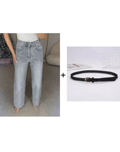 Load image into Gallery viewer, Straight Leg Jeans With Rhinestones