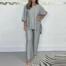Load image into Gallery viewer, High set and wide leg trousers with long sleeves for women