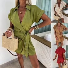 Load image into Gallery viewer, Women's Romper Cotton Linen Sexy V Neck