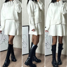 Load image into Gallery viewer, 2-Piece Sweater Set: Long-Sleeve Top & Mini Skirt