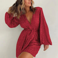 Load image into Gallery viewer, Sequined Long-Sleeve One-Piece Shorts Set