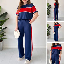 Load image into Gallery viewer, Women's two-piece color-blocked tracksuit