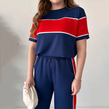 Load image into Gallery viewer, Women's two-piece color-blocked tracksuit