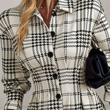 Load image into Gallery viewer, Elegant women's plaid shirt dress, A-line cut
