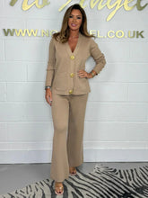 Load image into Gallery viewer, Gold Button Soft Knit Trouser Co-Ord
