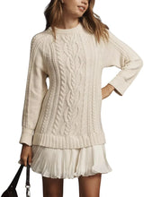 Load image into Gallery viewer, Women Crewneck Cable Knit Sweater Mini Dress
