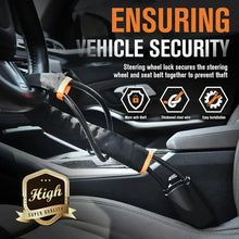 Load image into Gallery viewer, Universal Car Steering Wheel Lock With Seat Belt Socket locks
