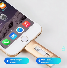 Load image into Gallery viewer, 3 in 1 Flash Drive, Portable High Speed USB 3.0 Memory Storage
