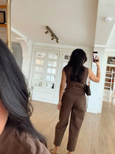 Load image into Gallery viewer, Qupix Brown Belted Gabardine Suit
