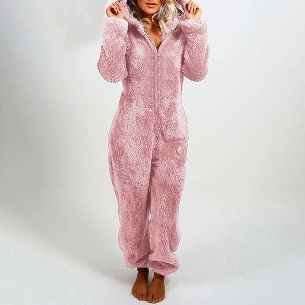 CozyCloud Plush Hooded Onesie Lounge