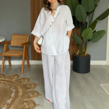 Load image into Gallery viewer, Two-piece women's casual suit made of cotton and linen
