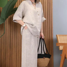 Load image into Gallery viewer, Two-piece women's casual suit made of cotton and linen
