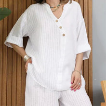 Load image into Gallery viewer, Two-piece women's casual suit made of cotton and linen
