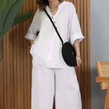 Load image into Gallery viewer, Two-piece women's casual suit made of cotton and linen
