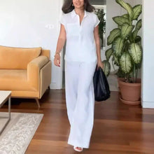 Load image into Gallery viewer, Linen cotton short sleeve T-shirt and loose pants
