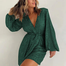 Load image into Gallery viewer, Sequined Long-Sleeve One-Piece Shorts Set
