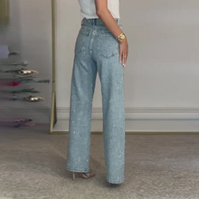 Load image into Gallery viewer, Straight Leg Jeans With Rhinestones
