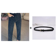 Load image into Gallery viewer, Straight Leg Jeans With Rhinestones

