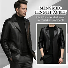 Load image into Gallery viewer, Men's Mid-Length Faux Leather Coat
