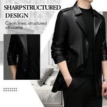 Load image into Gallery viewer, Men's Mid-Length Faux Leather Coat
