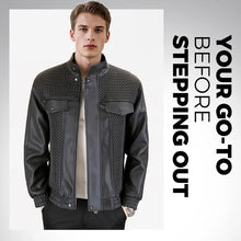 Load image into Gallery viewer, Men's Fashion Barley-Weave Leather Jacket

